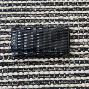 🌿Fossil Leather Backet Weave Woven Full Length Black Wallet